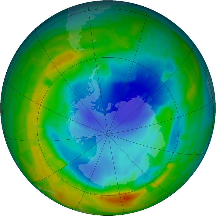Antarctic ozone map for 21 August 2010